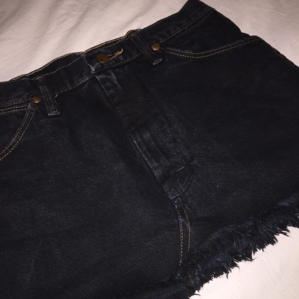 Vintage black denim mini skirt